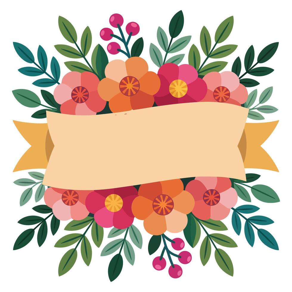 Floral banner with leaves and flowers vector