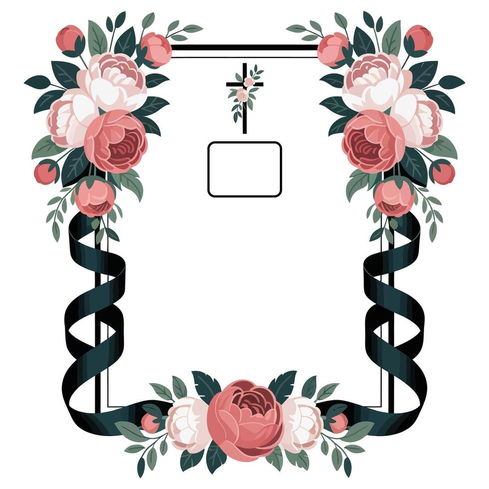 Elegant Funeral Frame Template Design. vector