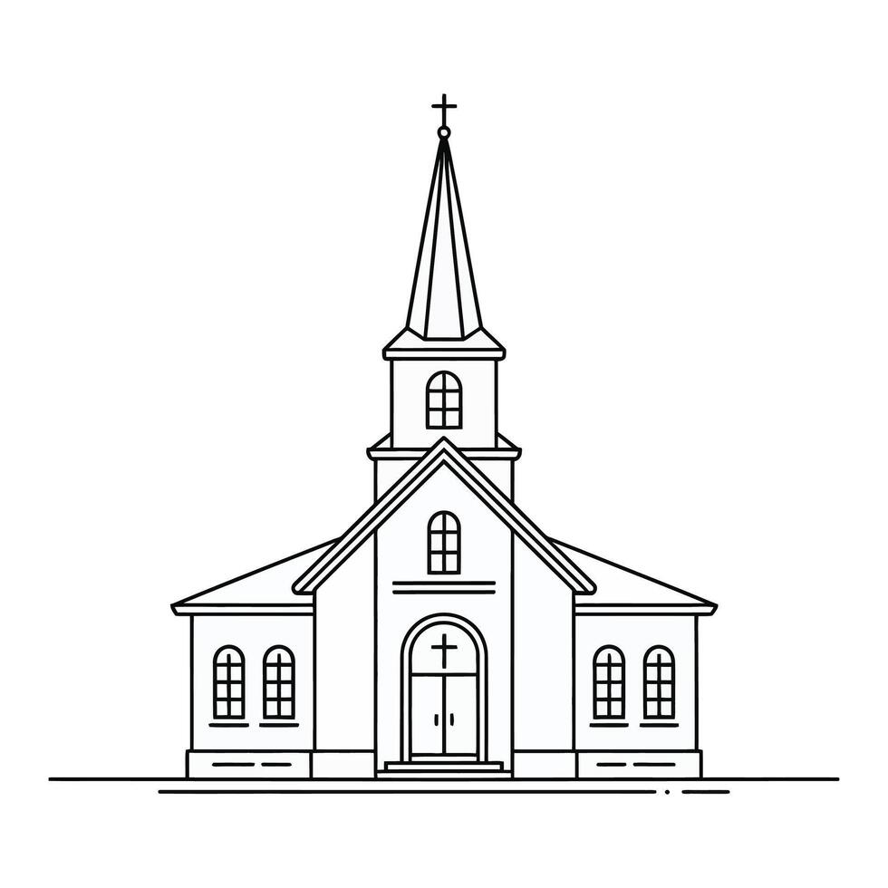 Church building outline illustration vector