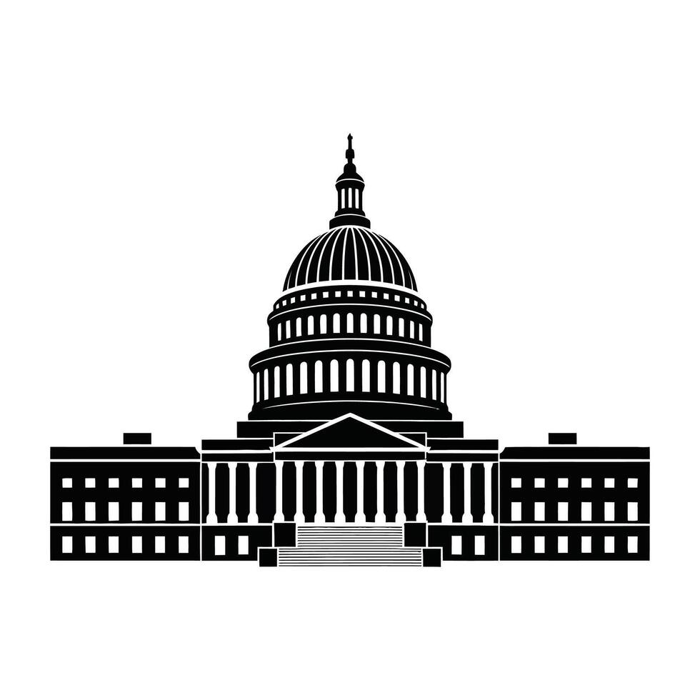 Monochrome U.S. Capitol Outline for Graphic Use. vector