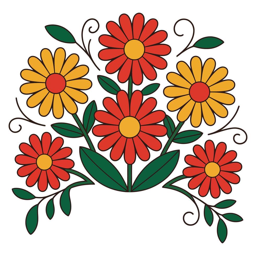 Stylized Flat Floral Design Illustration. vector