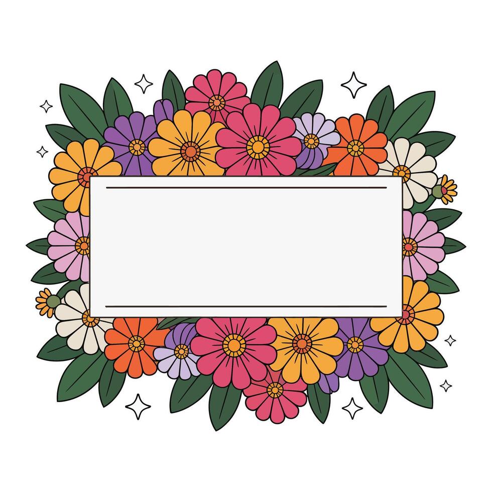 Flowers frame with blank space for text vector