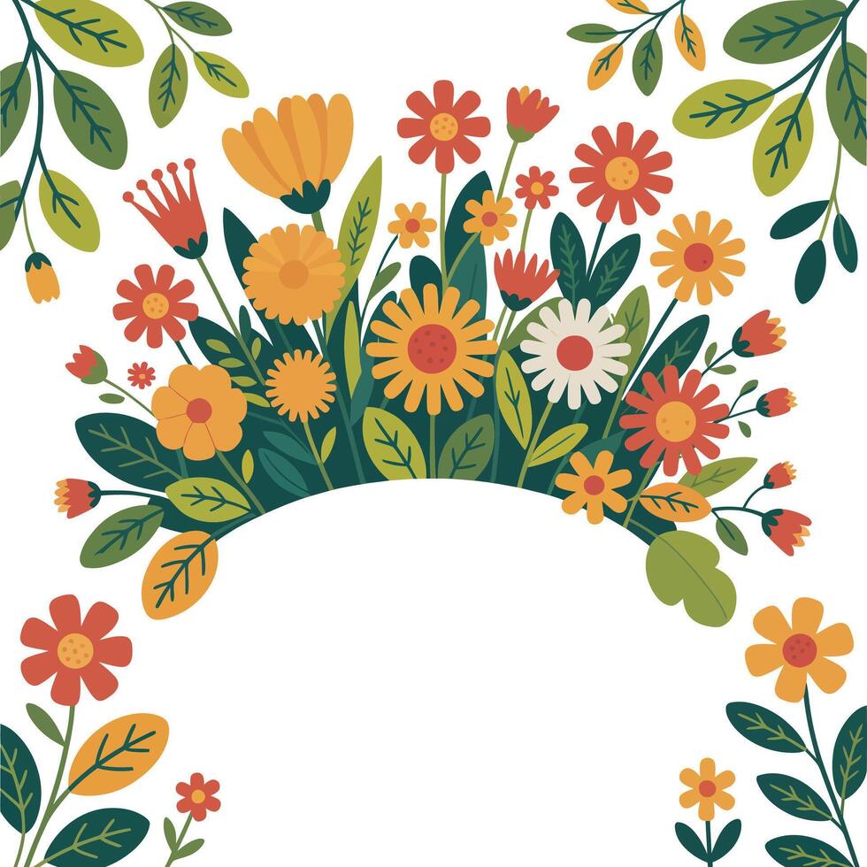Flat Wildflower Garden Illustration. vector