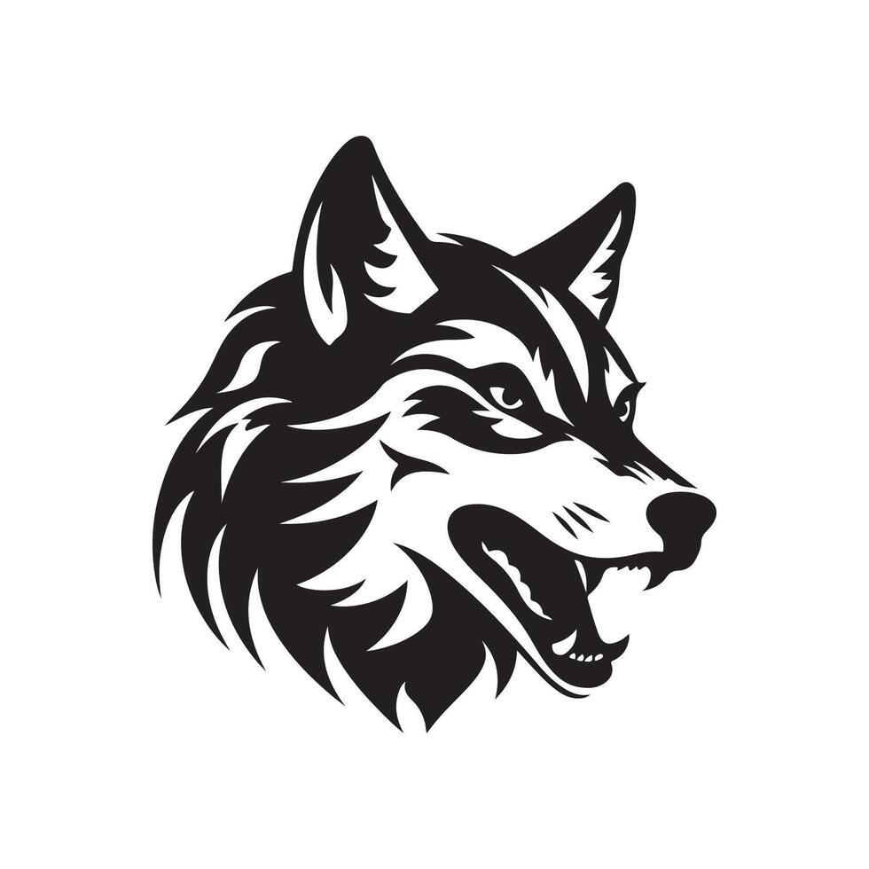 A wolf head logo on a white background vector