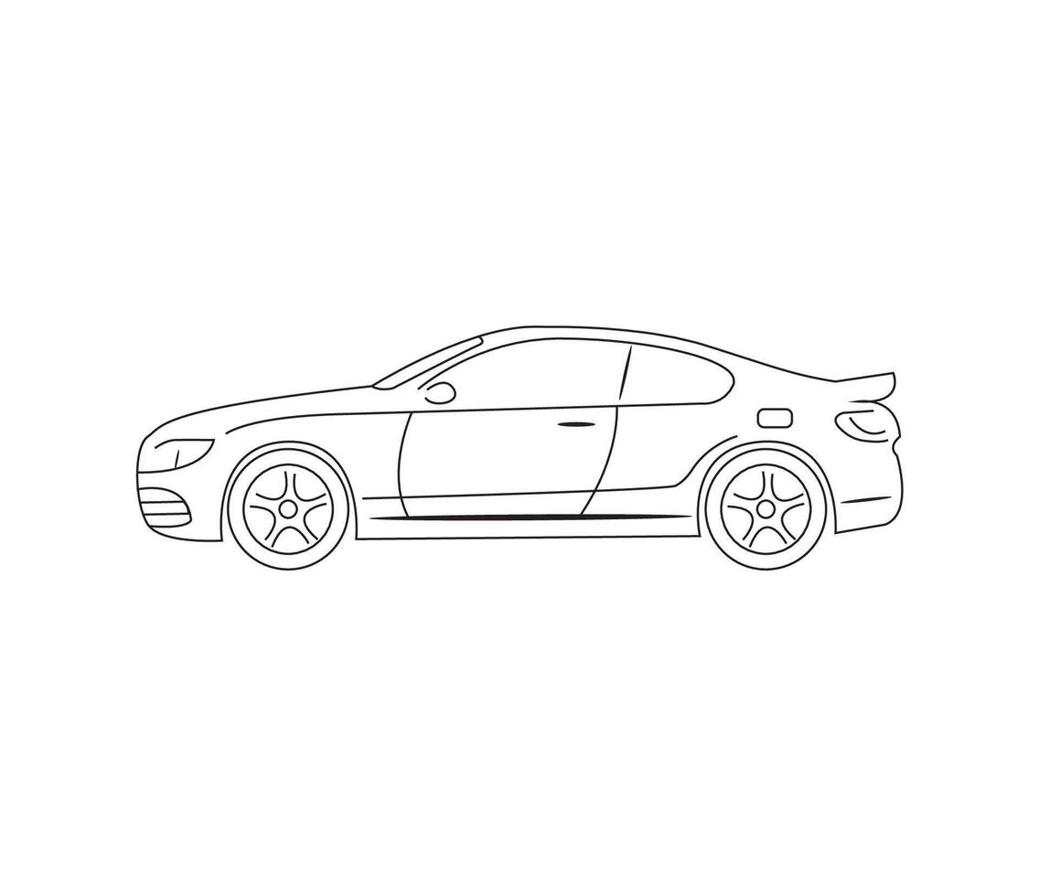 Side profile of a sleek sports coupe isolated on white background vector