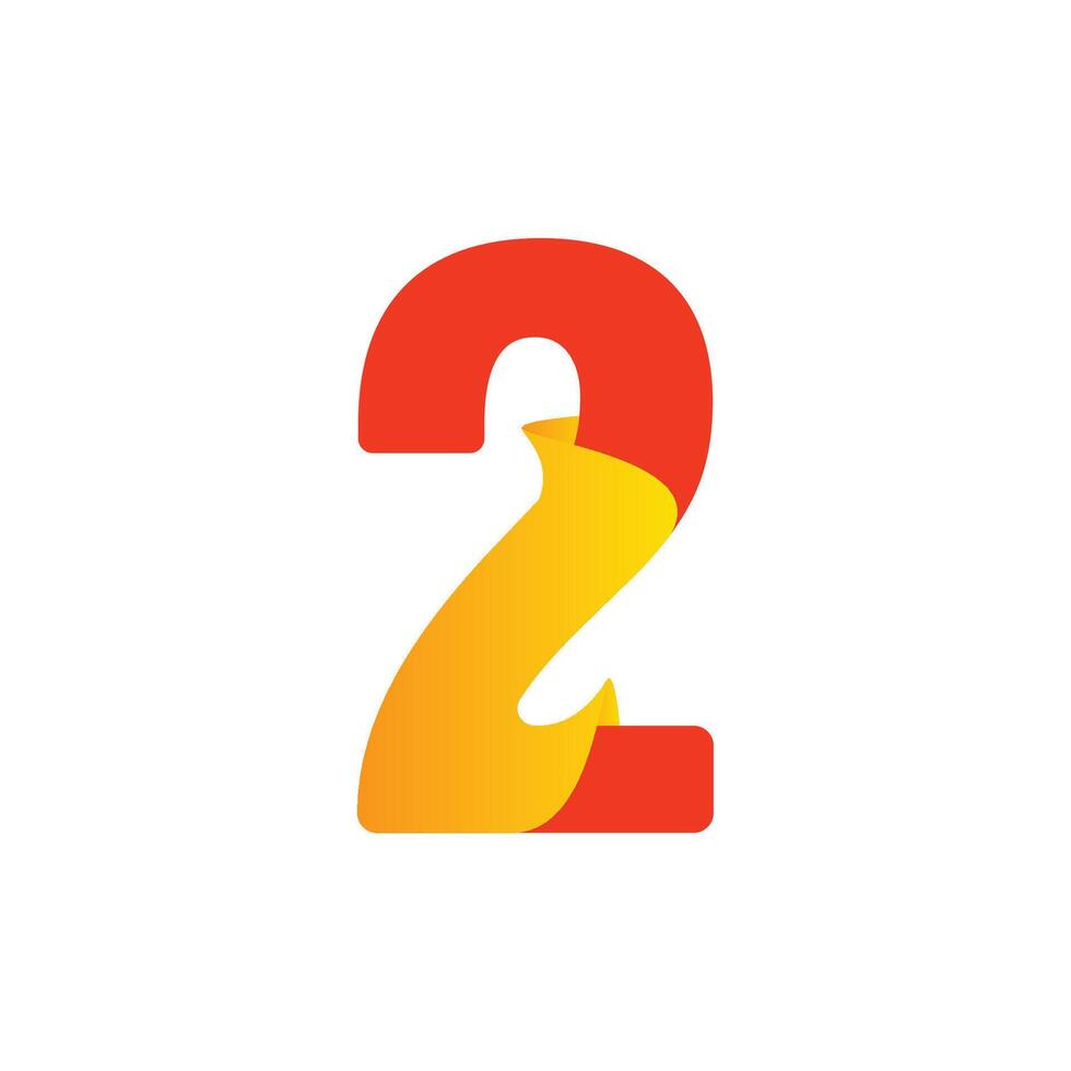 A modern and stylish number two logo design with a red and orange gradient isolated on white background vector