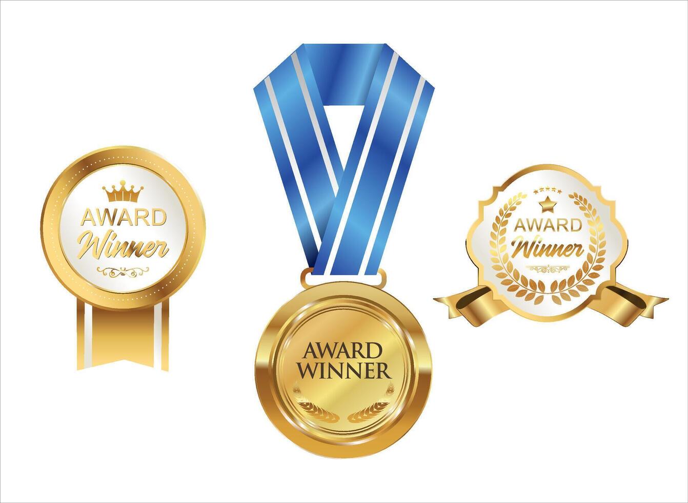 Various award winner badges and medal vector