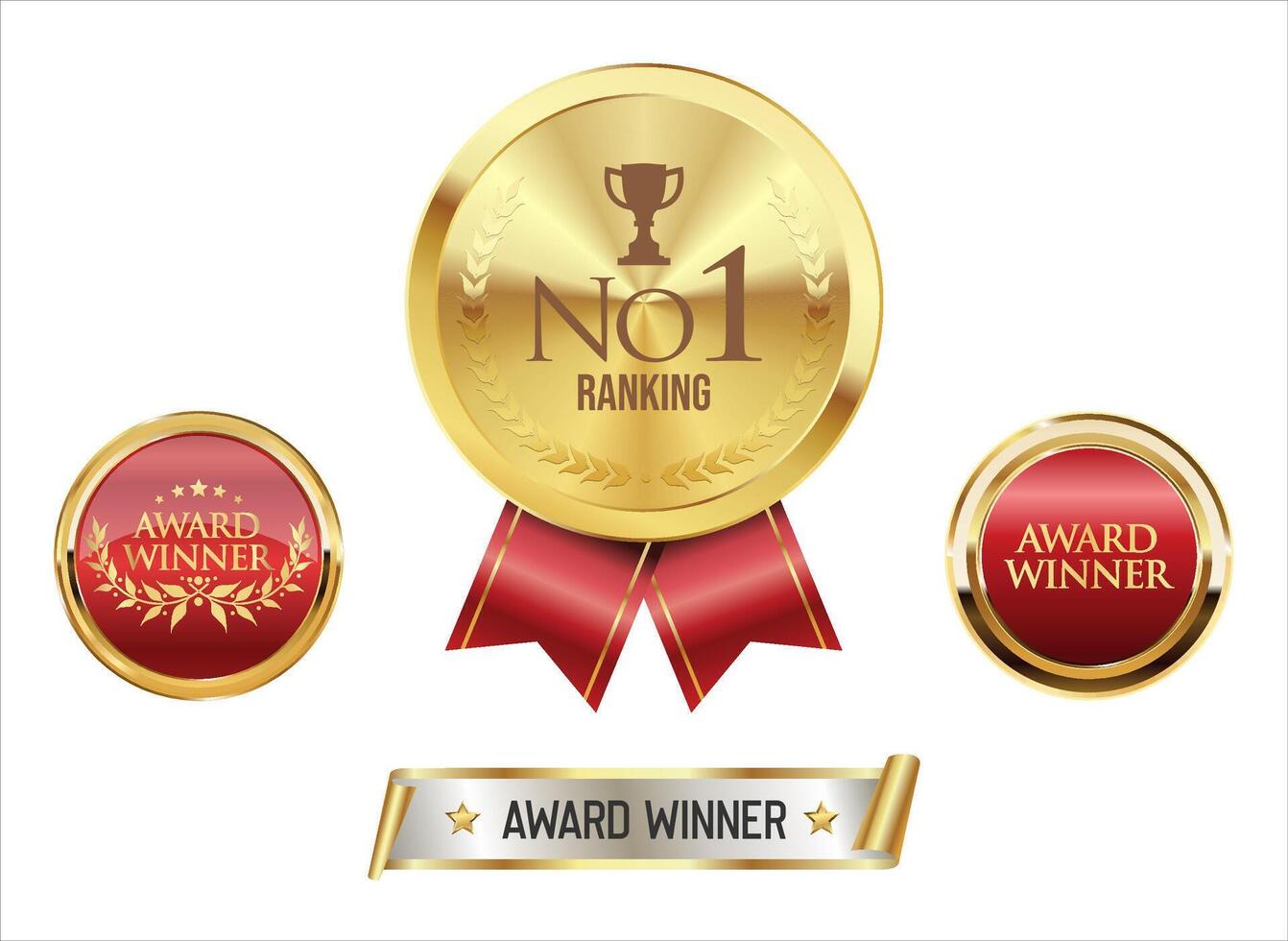 Award winner medal and badges vector