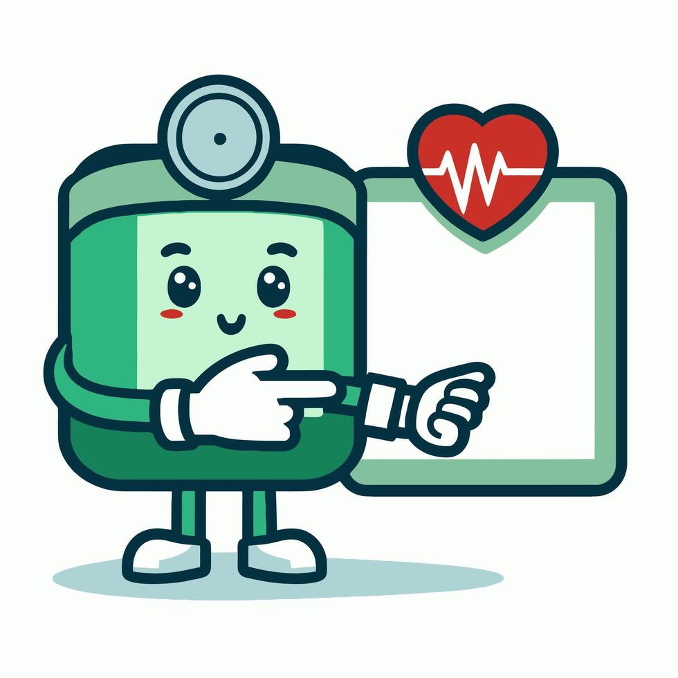 Doctor Mascot with Stethoscope and Health Monitor vector