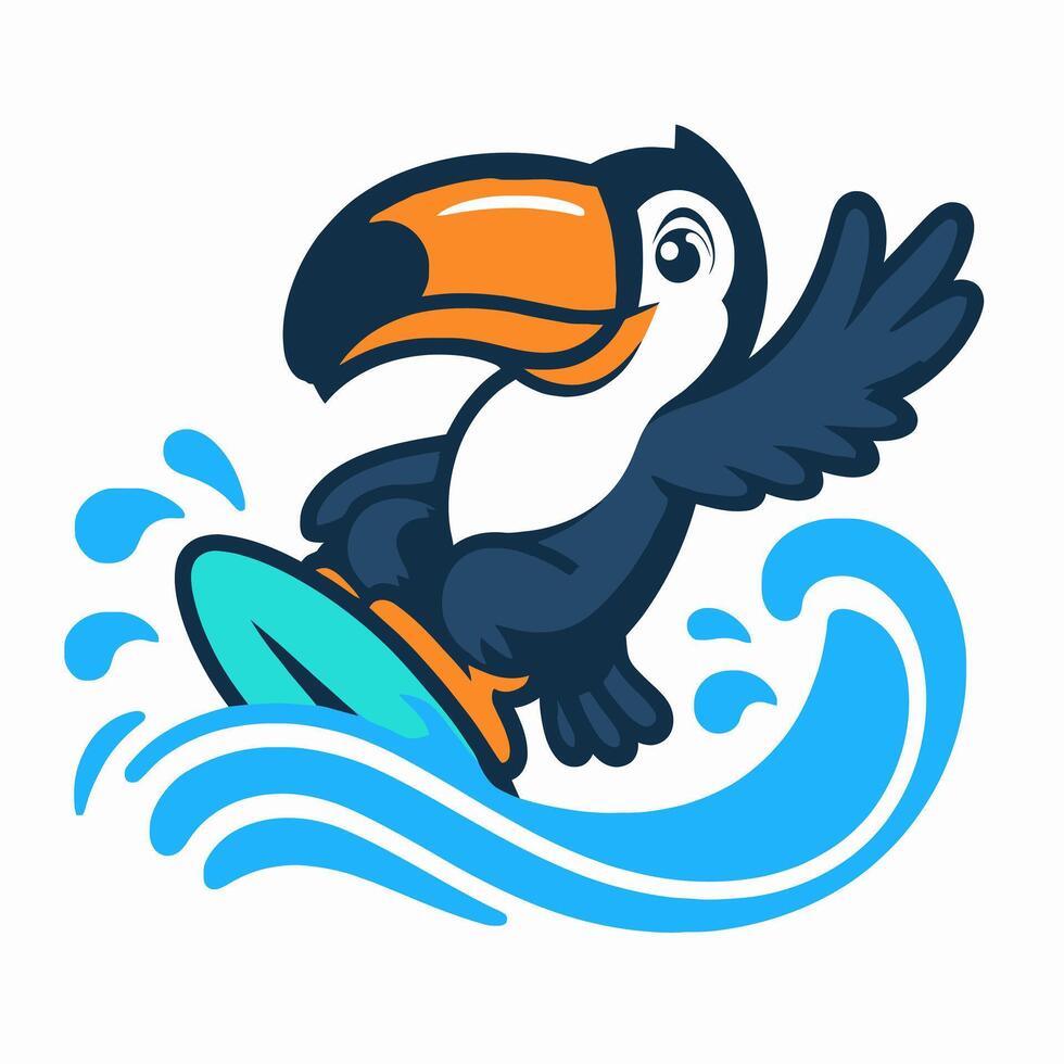 Tropical Surfing Toucan vector