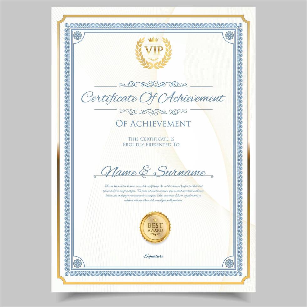 Certificate of achievement design template vector