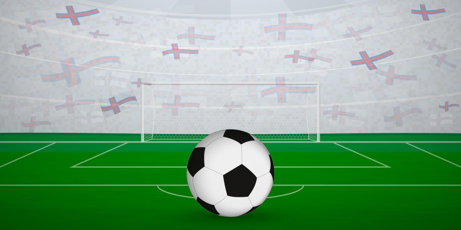 Faroese Football Arena Full of Fans with National Flags, Sports Event Illustration. vector