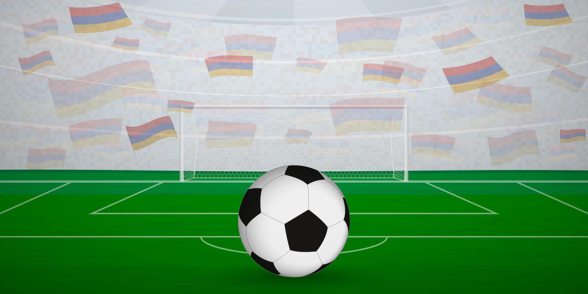 Armenian Football Arena Full of Fans with National Flags, Sports Event Illustration. vector