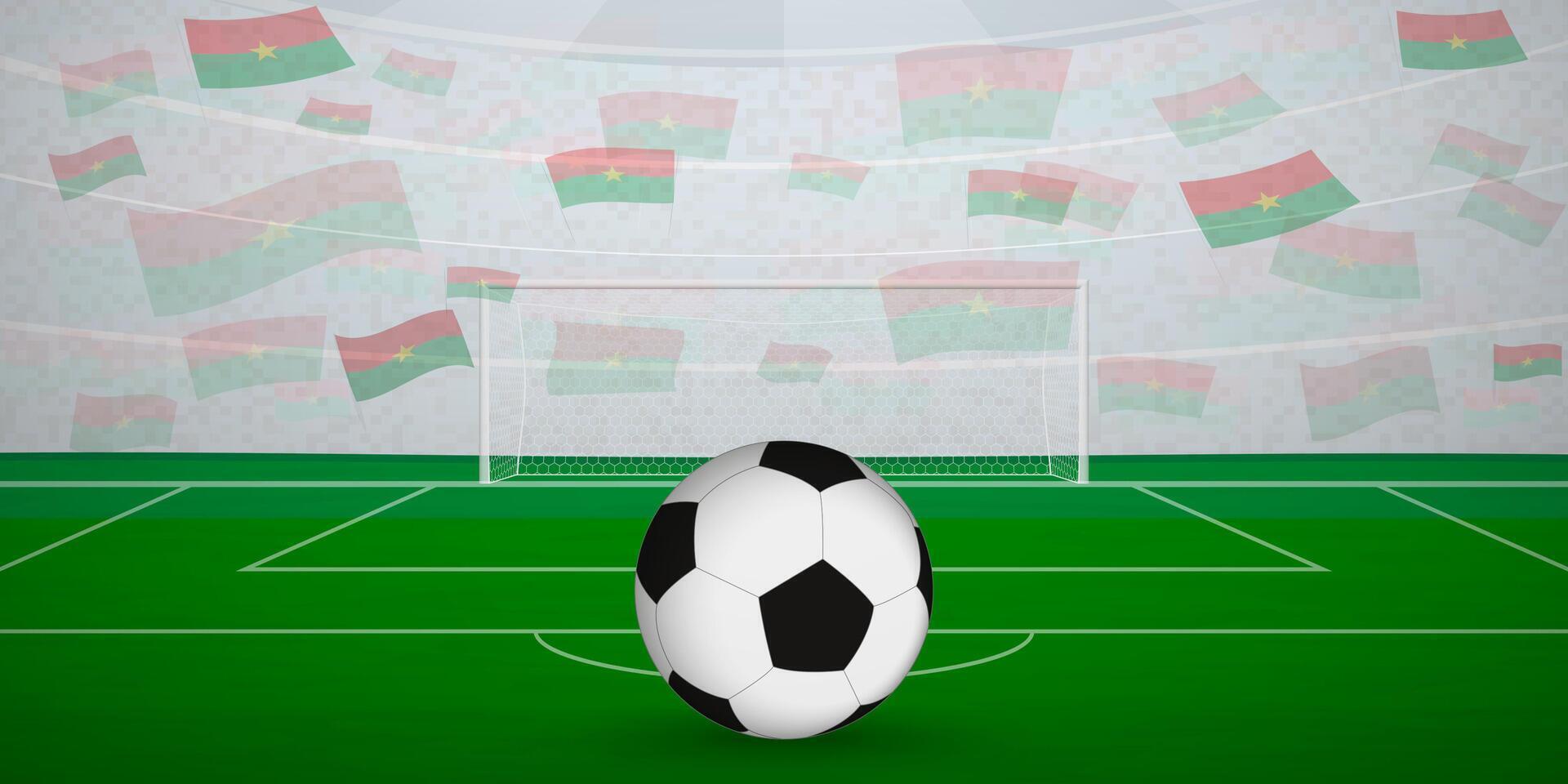 Burkinabe Football Arena Full of Fans with National Flags, Sports Event Illustration. vector