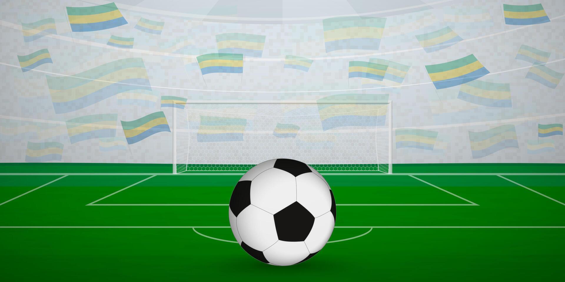 Gabonese Football Arena Full of Fans with National Flags, Sports Event Illustration. vector