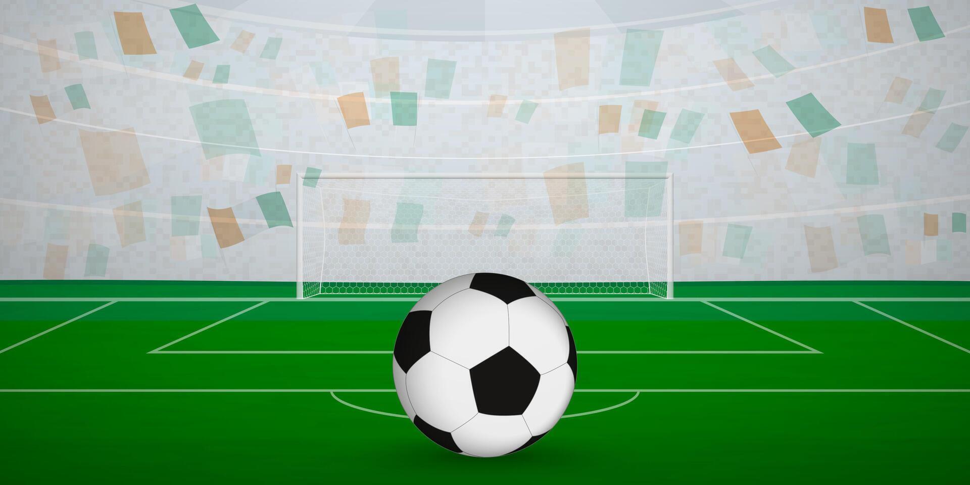 Ivorian Football Arena Full of Fans with National Flags, Sports Event Illustration. vector