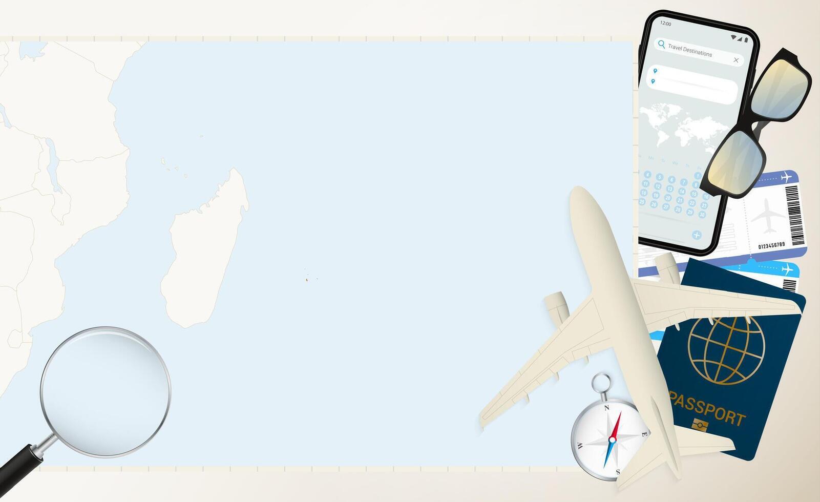 Mauritius map and flag, cargo plane on the detailed map of Mauritius with flag. vector