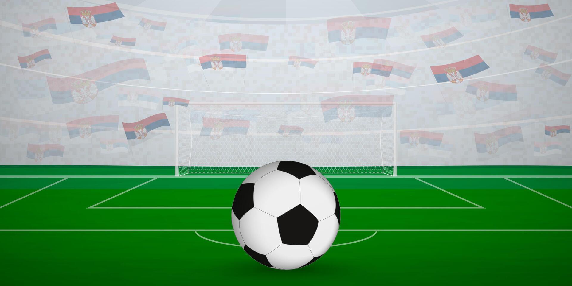 Serbian Football Arena Full of Fans with National Flags, Sports Event Illustration. vector