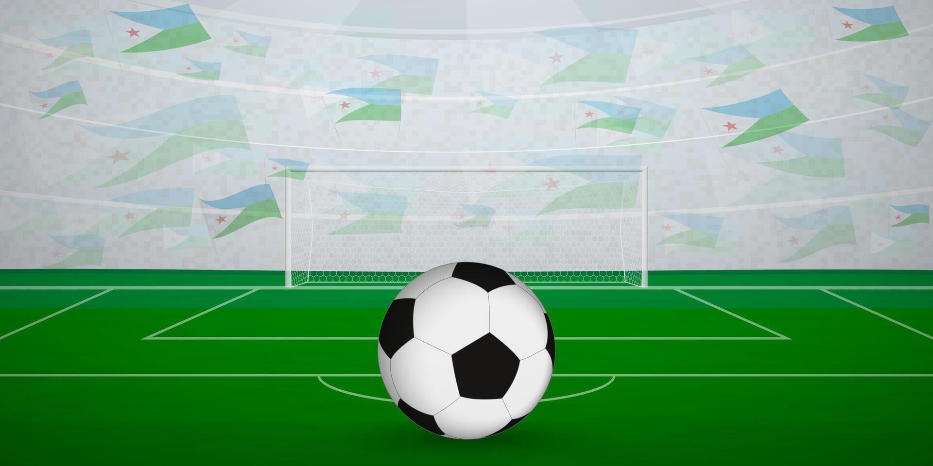 Djiboutian Football Arena Full of Fans with National Flags, Sports Event Illustration. vector