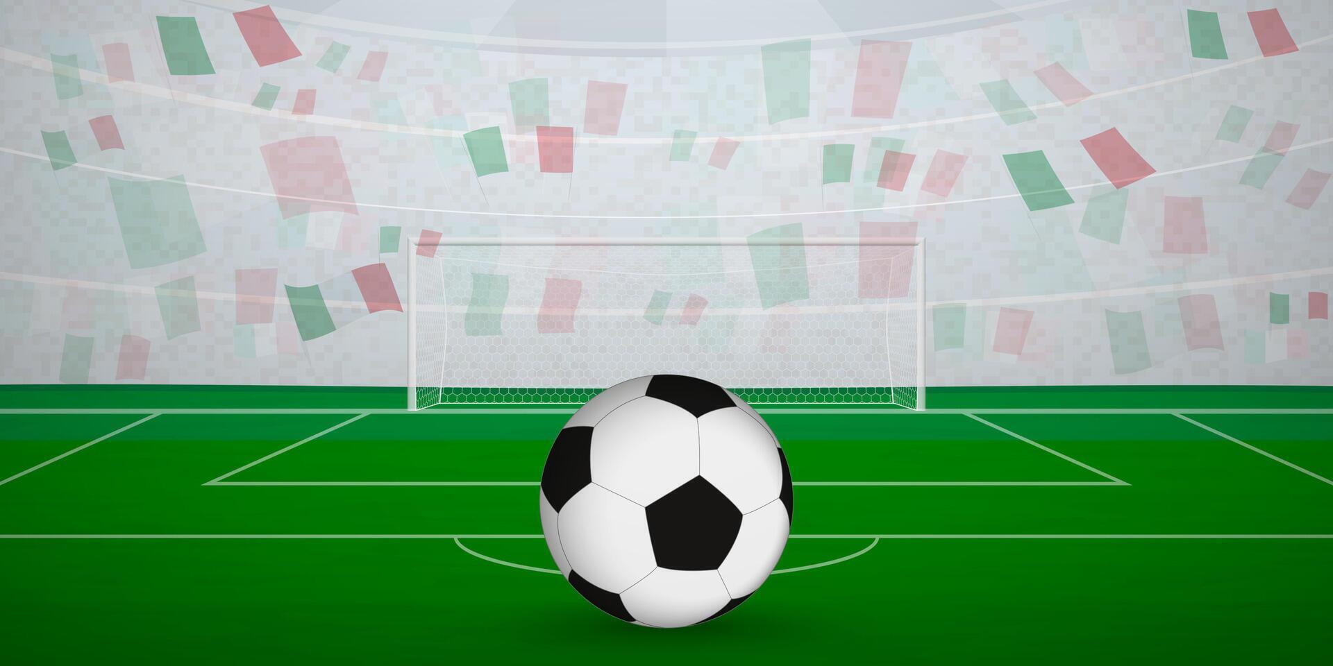 Italian Football Arena Full of Fans with National Flags, Sports Event Illustration. vector