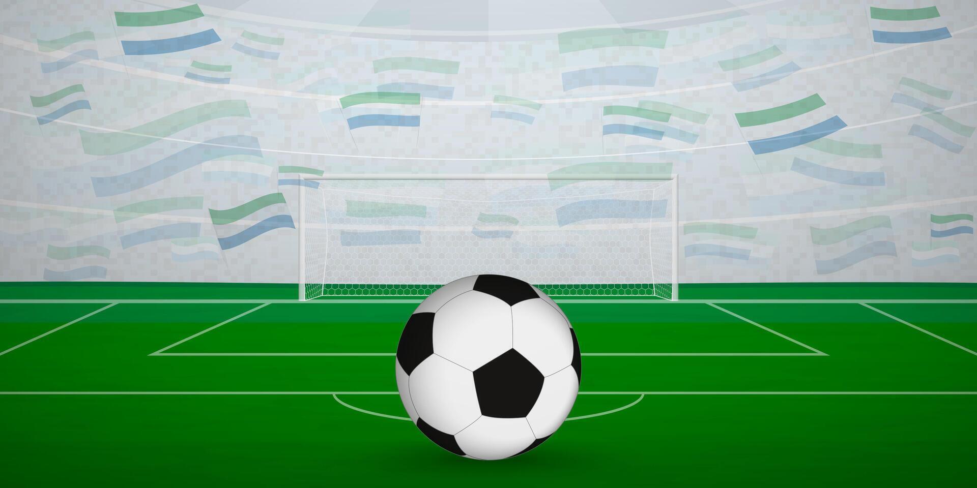Sierra Leonean Football Arena Full of Fans with National Flags, Sports Event Illustration. vector