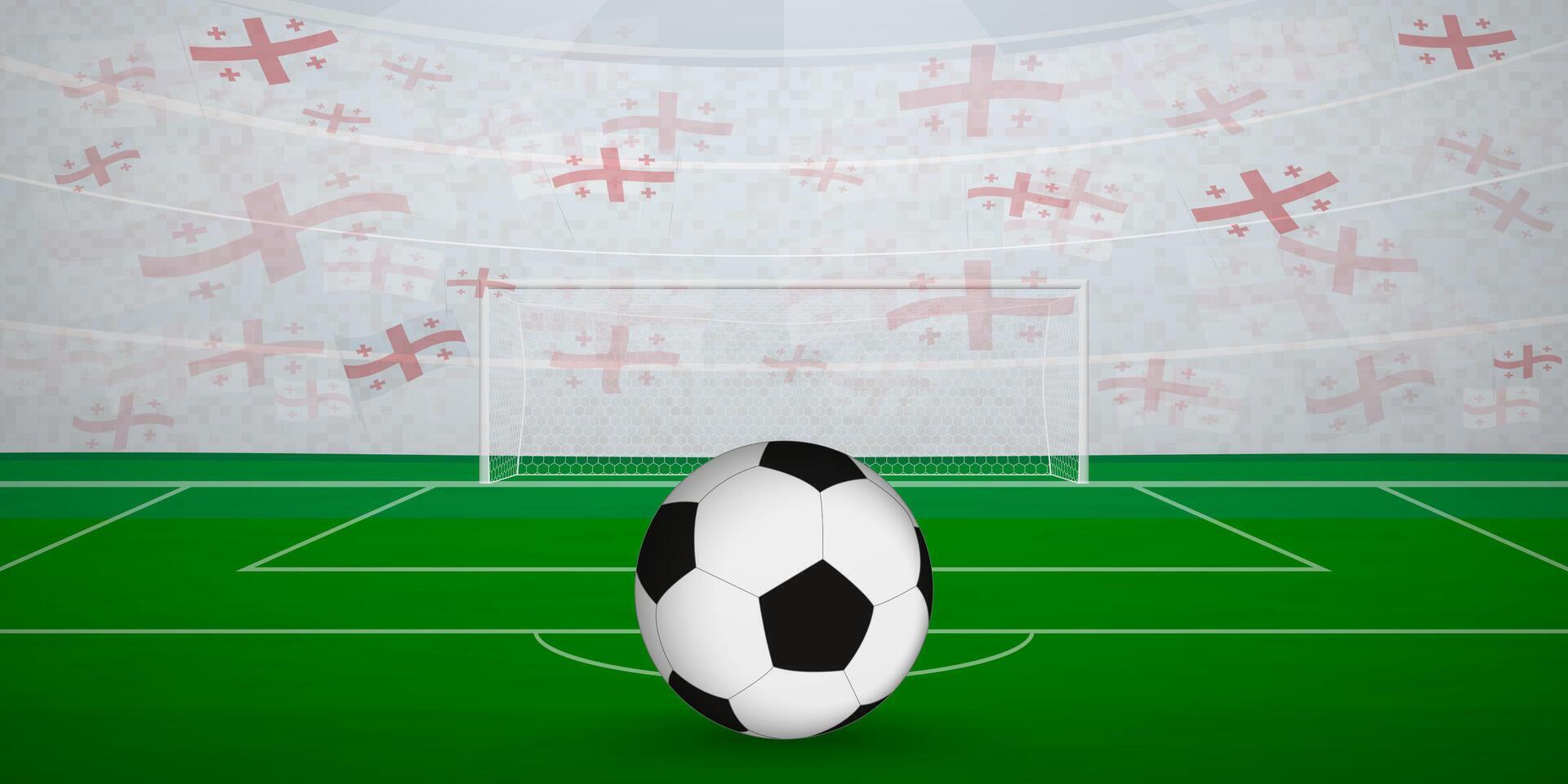 Georgian Football Arena Full of Fans with National Flags, Sports Event Illustration. vector