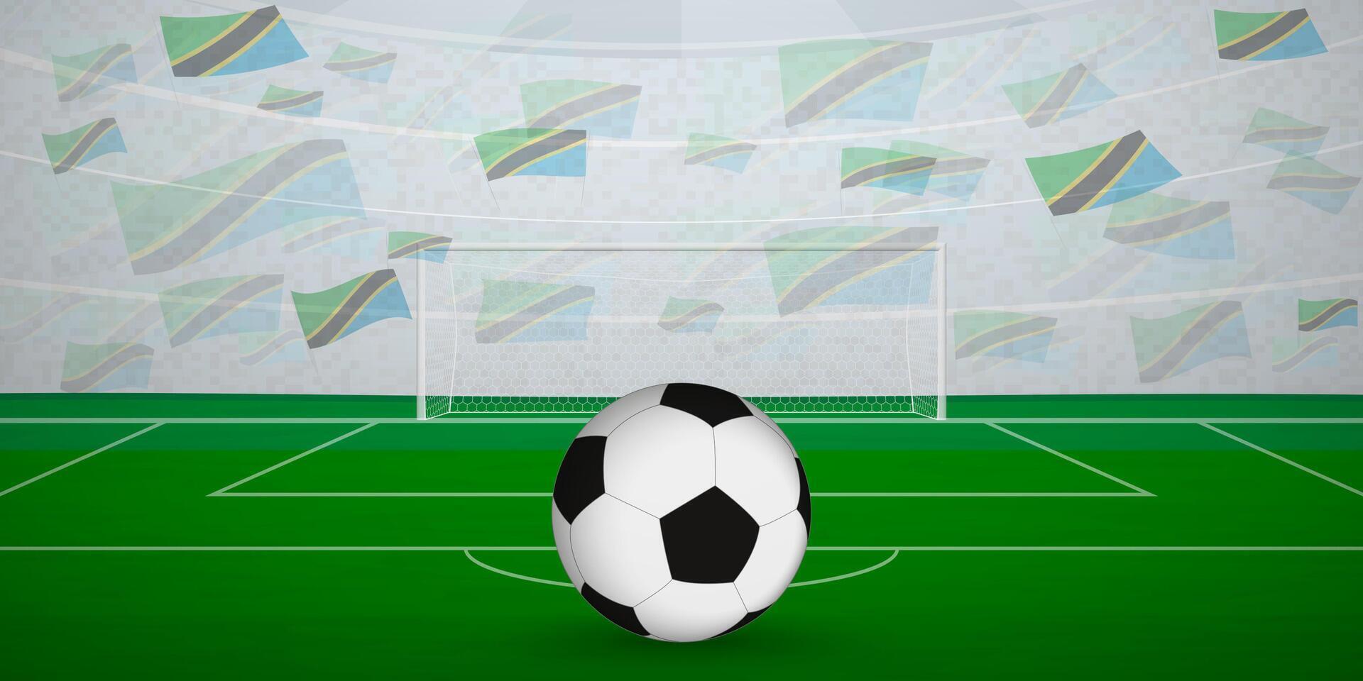 Tanzanian Football Arena Full of Fans with National Flags, Sports Event Illustration. vector