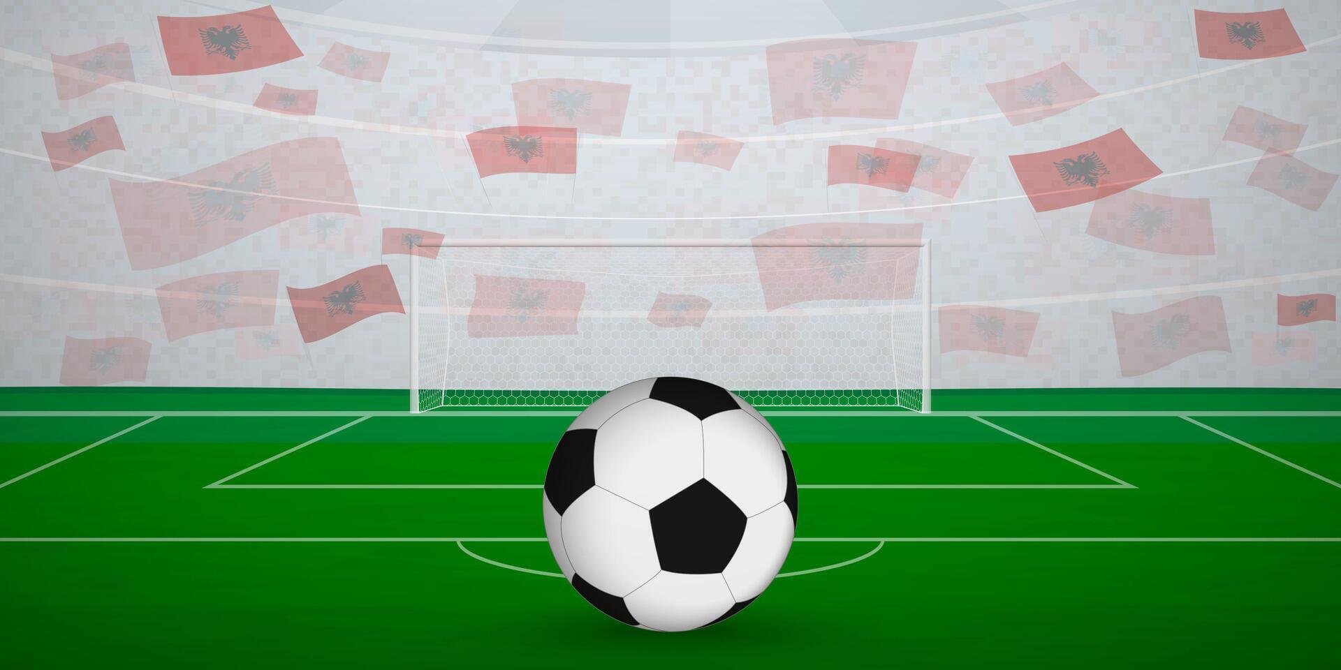 Albanian Football Arena Full of Fans with National Flags, Sports Event Illustration. vector