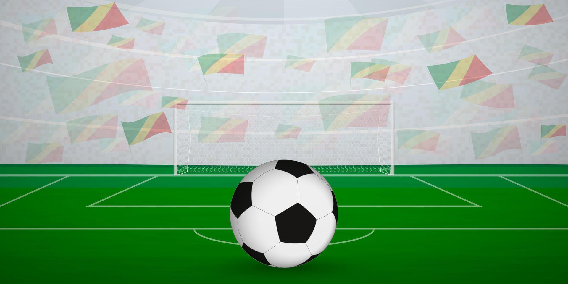 Congolese Football Arena Full of Fans with National Flags, Sports Event Illustration. vector