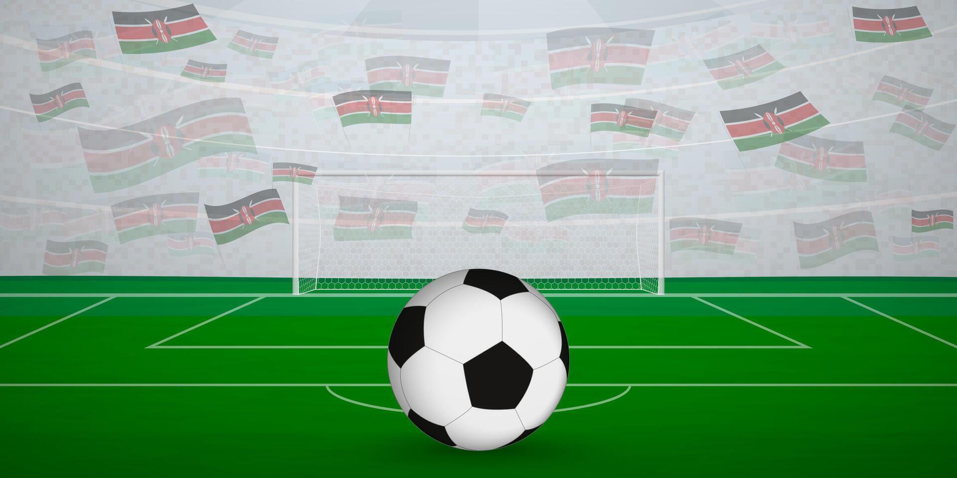 Kenyan Football Arena Full of Fans with National Flags, Sports Event Illustration. vector
