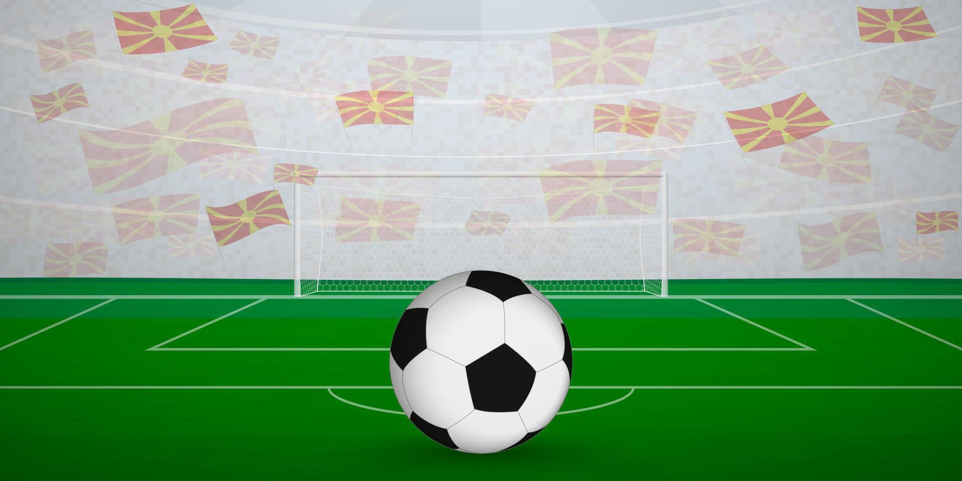 Macedonian Football Arena Full of Fans with National Flags, Sports Event Illustration. vector