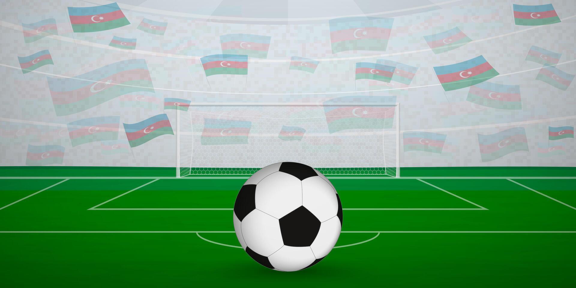 Azerbaijani Football Arena Full of Fans with National Flags, Sports Event Illustration. vector