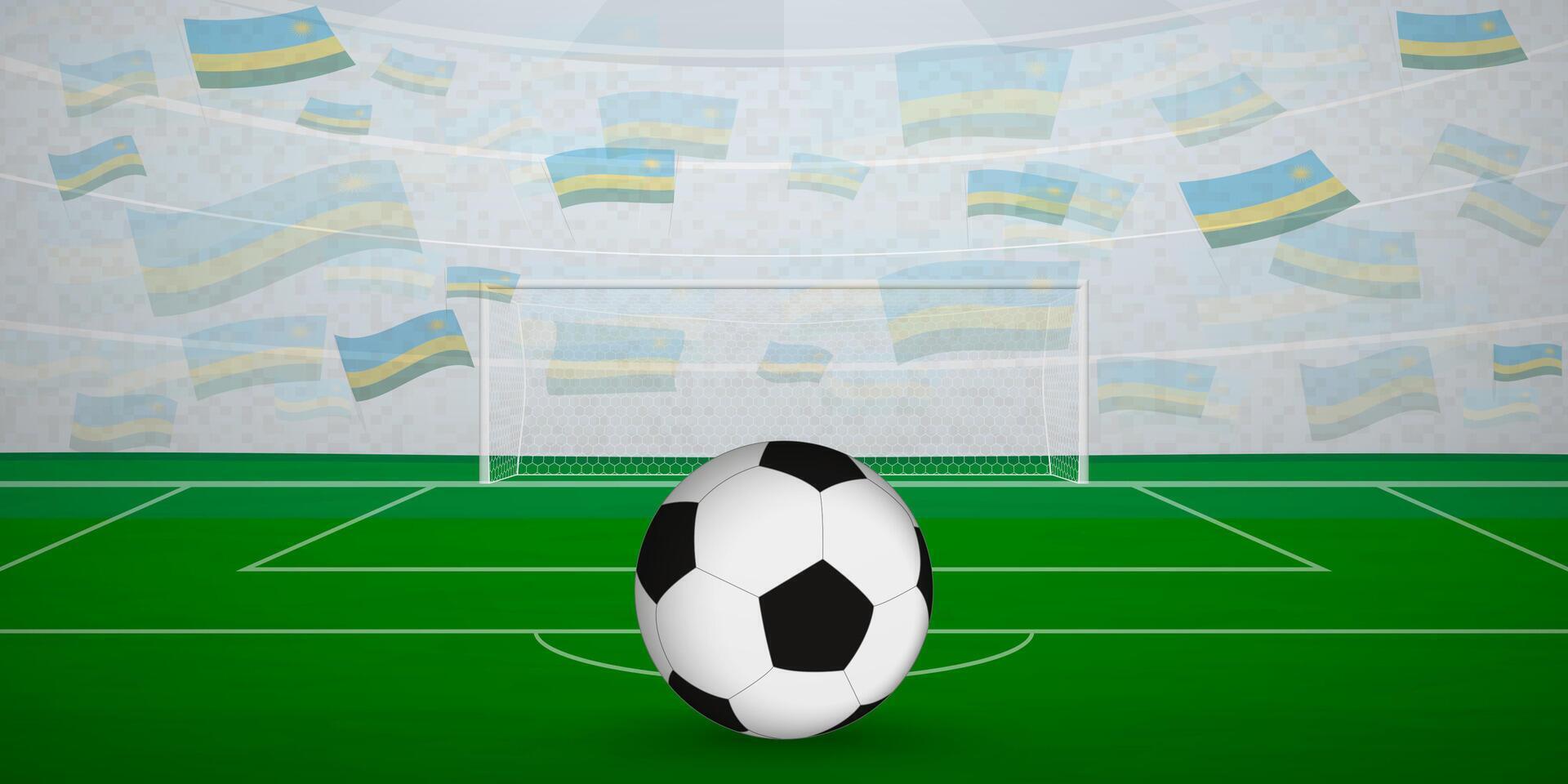 Rwandan Football Arena Full of Fans with National Flags, Sports Event Illustration. vector