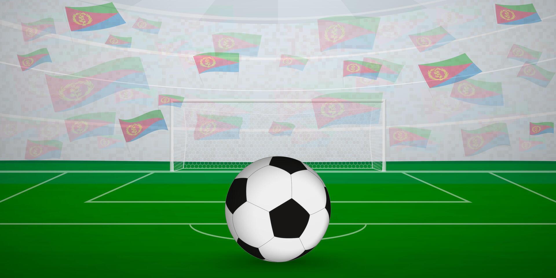 Eritrean Football Arena Full of Fans with National Flags, Sports Event Illustration. vector
