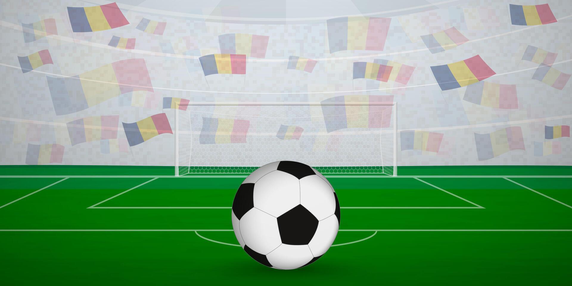 Chadian Football Arena Full of Fans with National Flags, Sports Event Illustration. vector