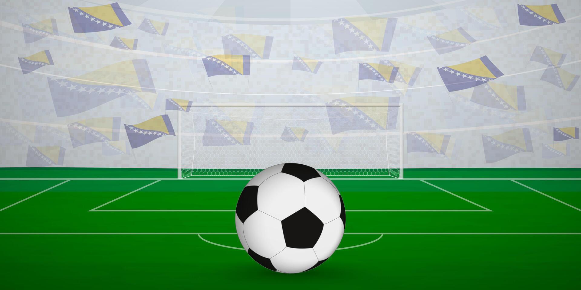 Bosnian Football Arena Full of Fans with National Flags, Sports Event Illustration. vector