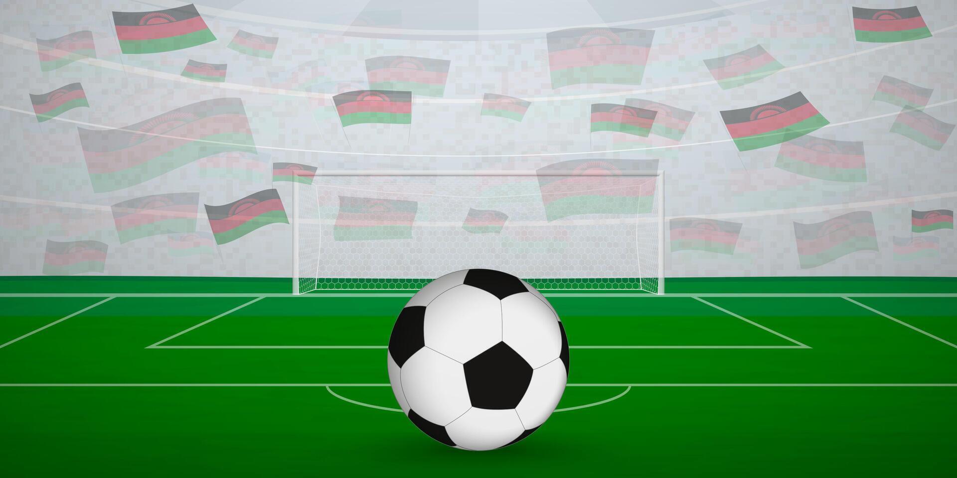 Malawian Football Arena Full of Fans with National Flags, Sports Event Illustration. vector