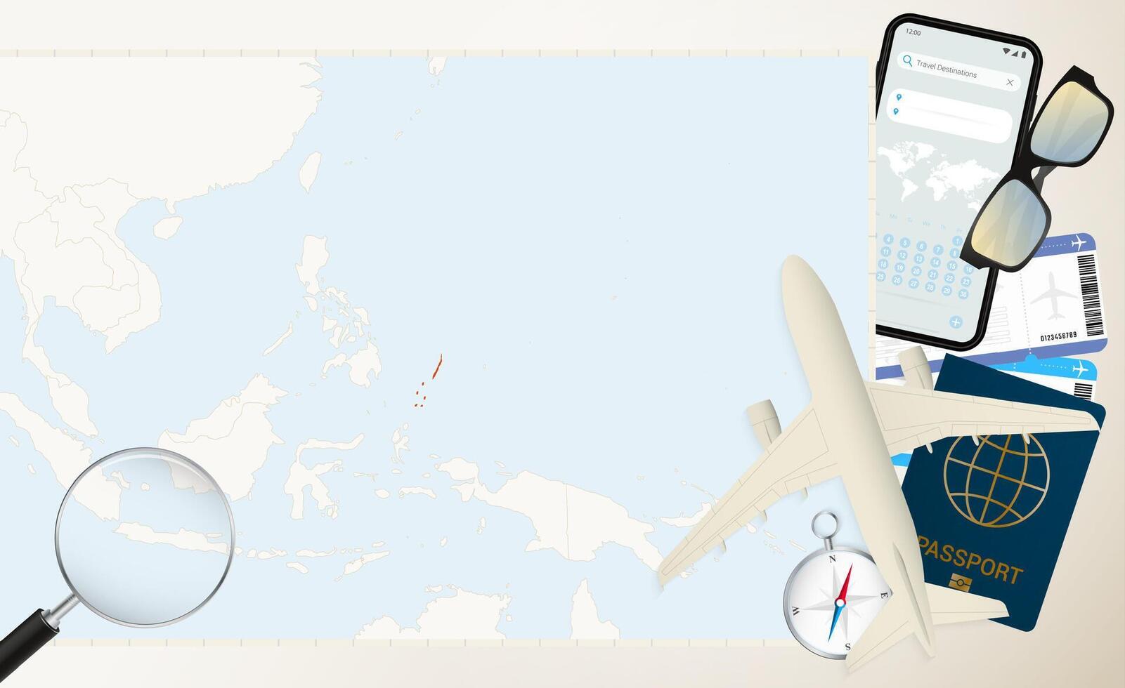 Palau map and flag, cargo plane on the detailed map of Palau with flag. vector