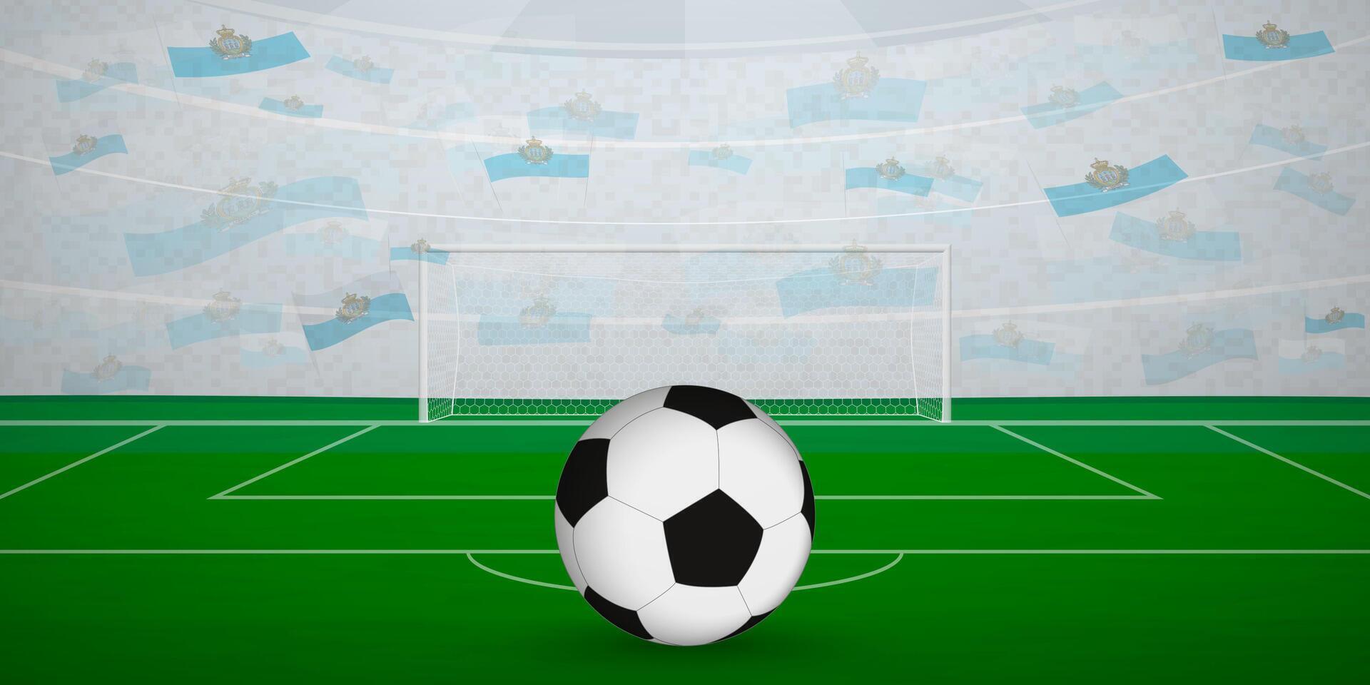 Sammarinese Football Arena Full of Fans with National Flags, Sports Event Illustration. vector