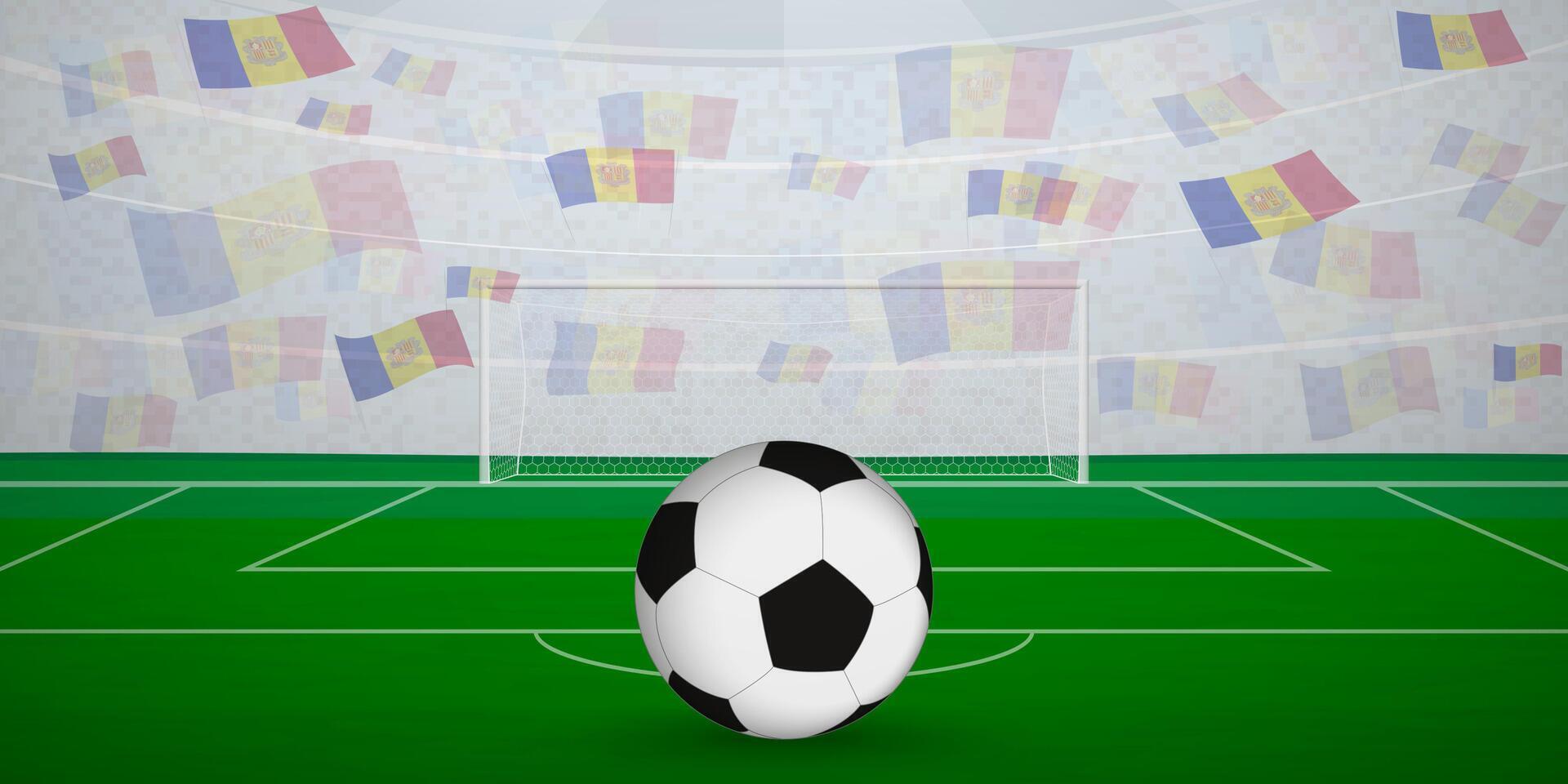 Andorran Football Arena Full of Fans with National Flags, Sports Event Illustration. vector