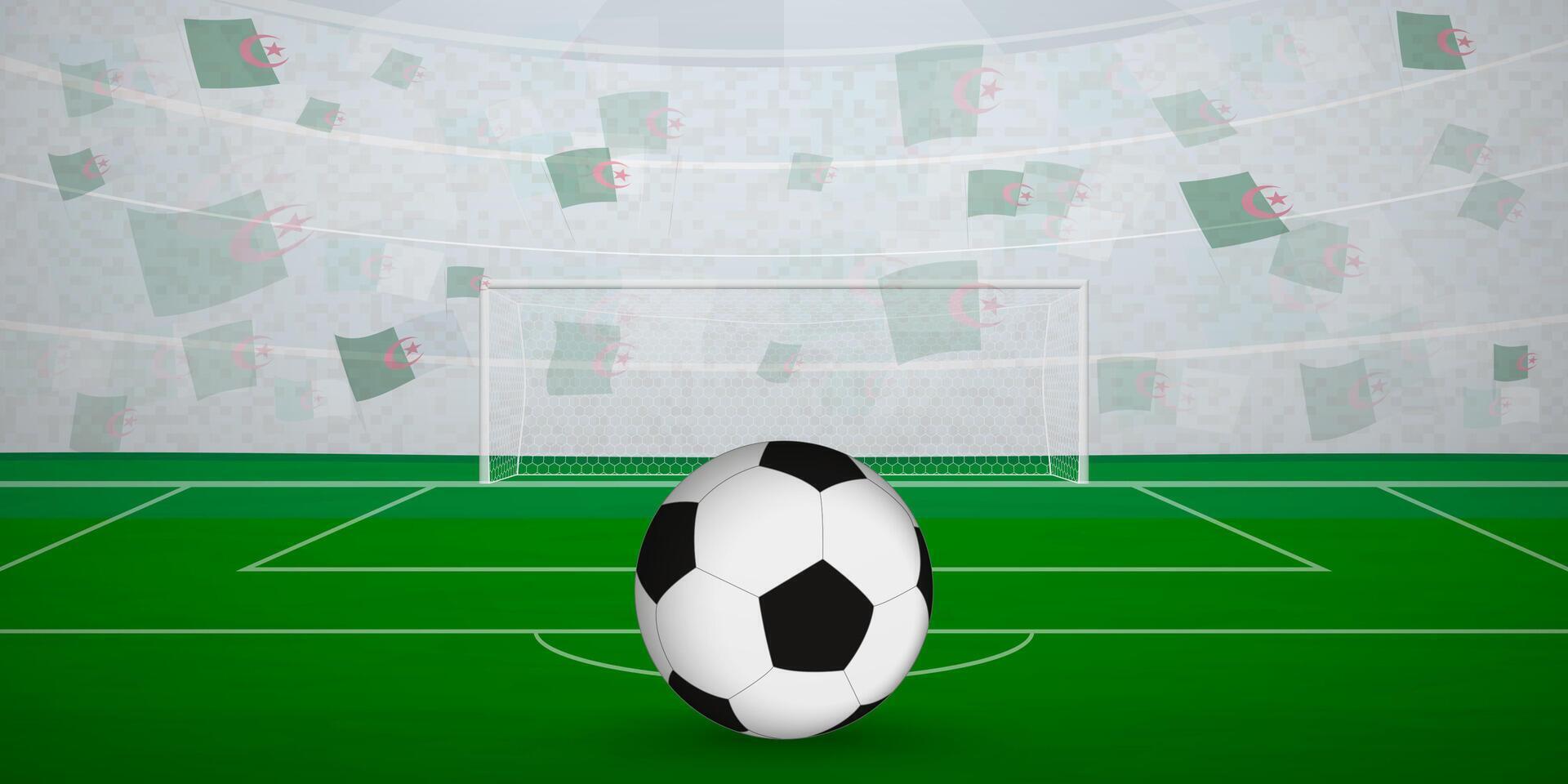 Algerian Football Arena Full of Fans with National Flags, Sports Event Illustration. vector