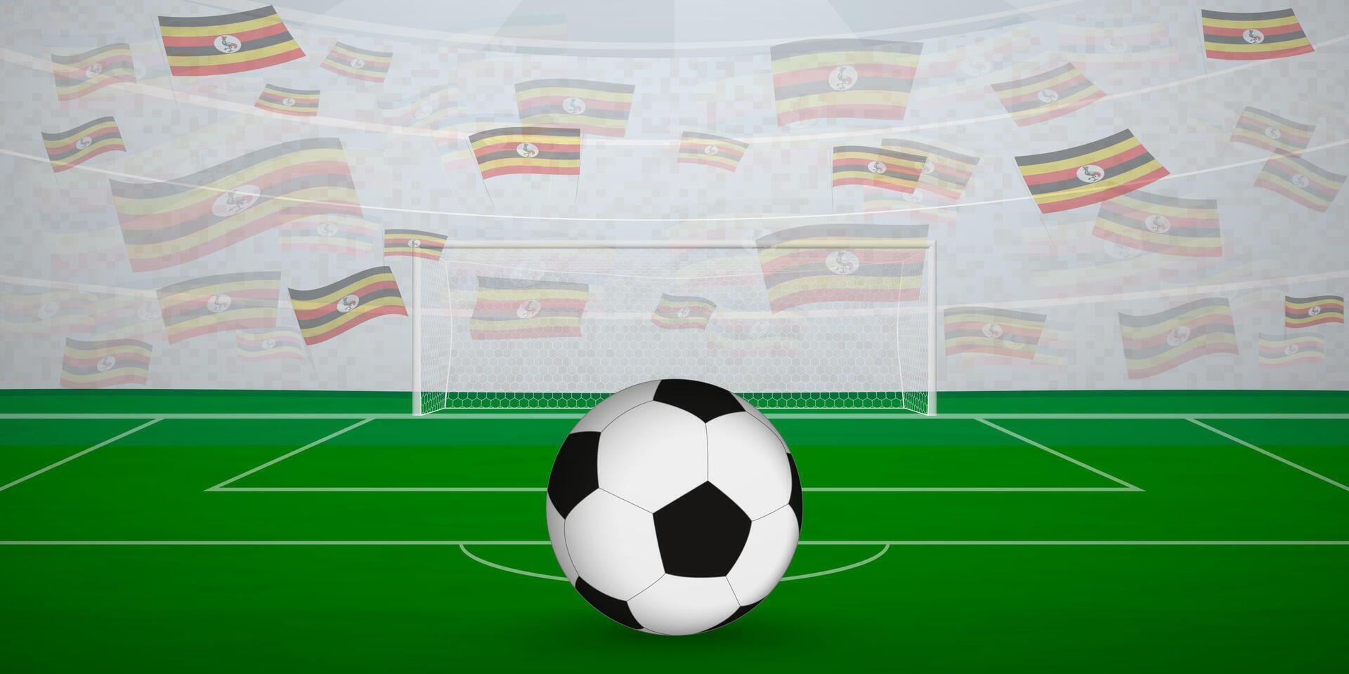 Ugandan Football Arena Full of Fans with National Flags, Sports Event Illustration. vector