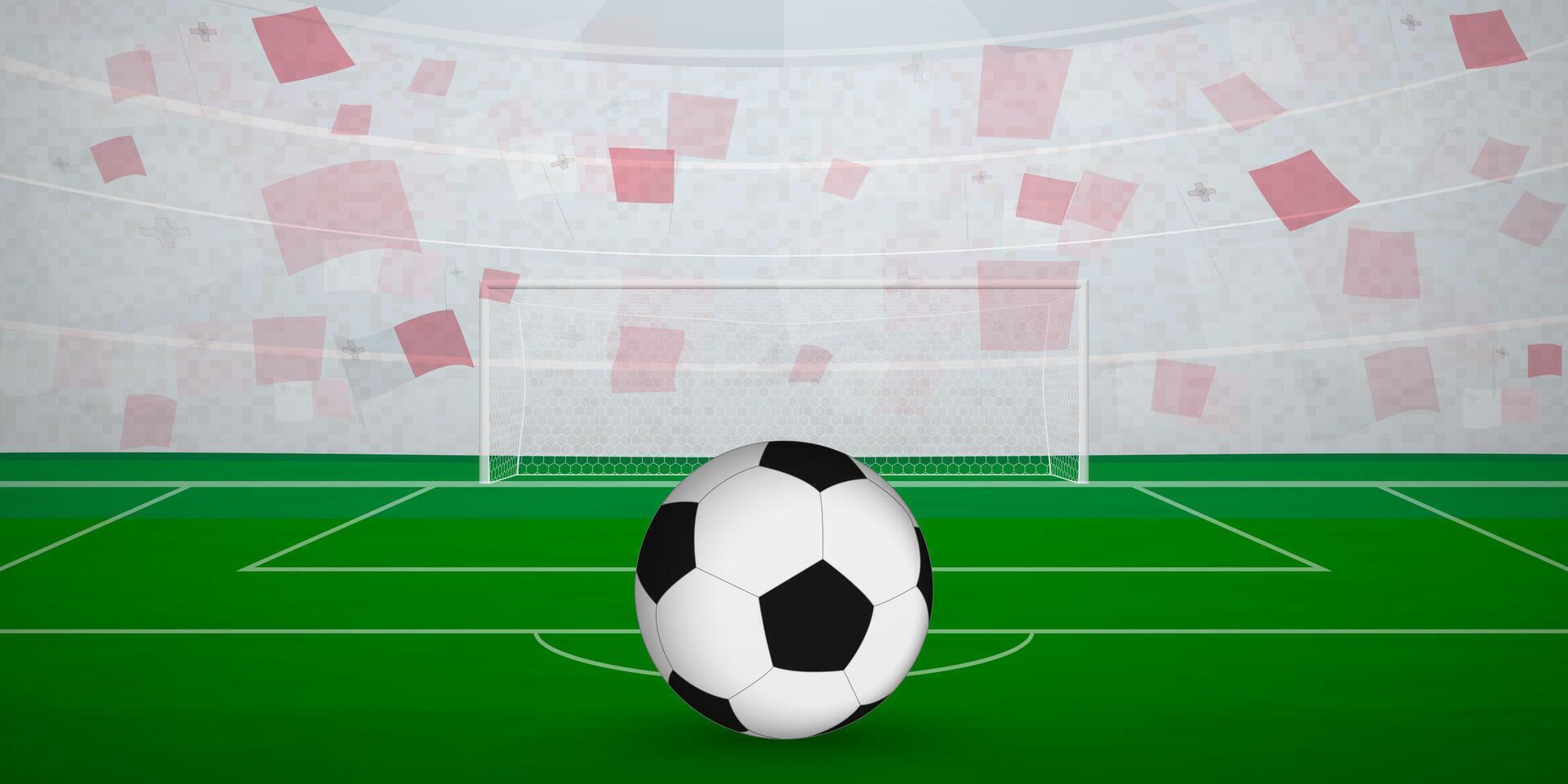 Maltese Football Arena Full of Fans with National Flags, Sports Event Illustration. vector