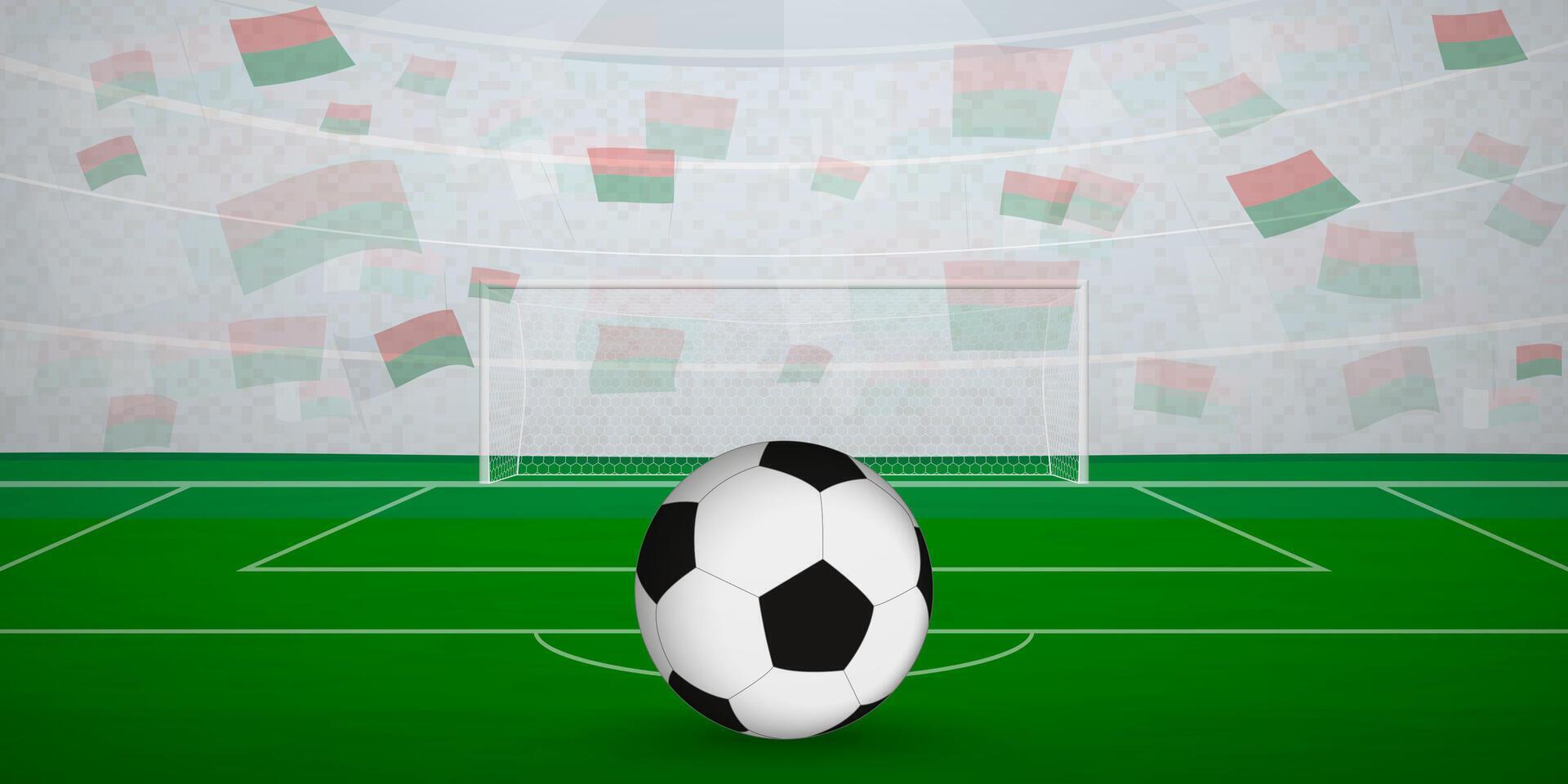 Malagasy Football Arena Full of Fans with National Flags, Sports Event Illustration. vector