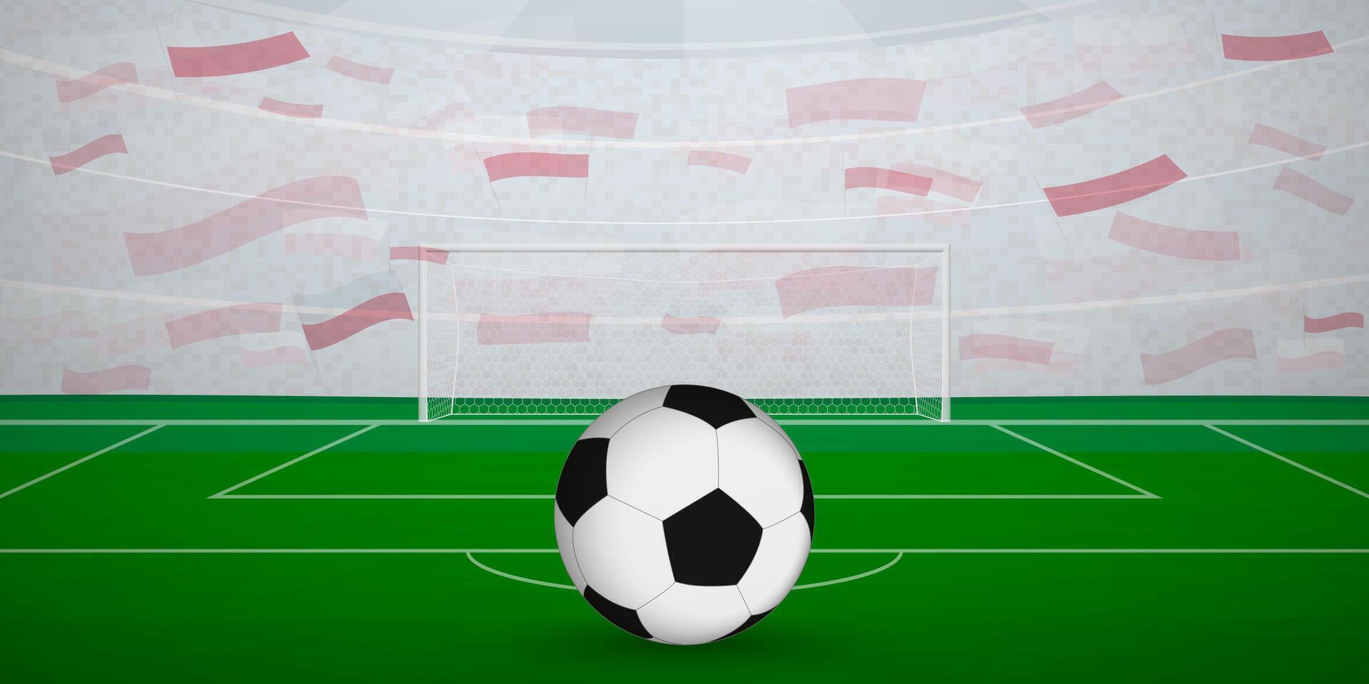 Polish Football Arena Full of Fans with National Flags, Sports Event Illustration. vector