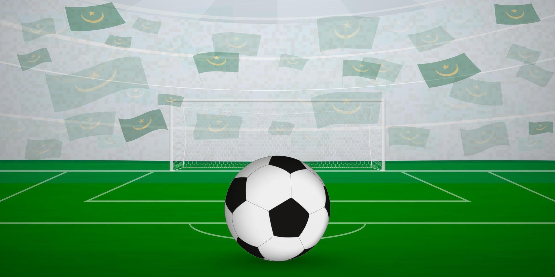 Mauritanian Football Arena Full of Fans with National Flags, Sports Event Illustration. vector