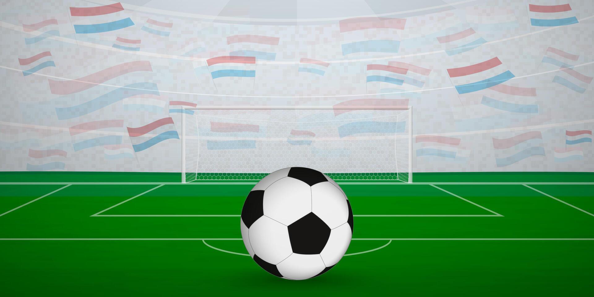 Luxembourgish Football Arena Full of Fans with National Flags, Sports Event Illustration. vector
