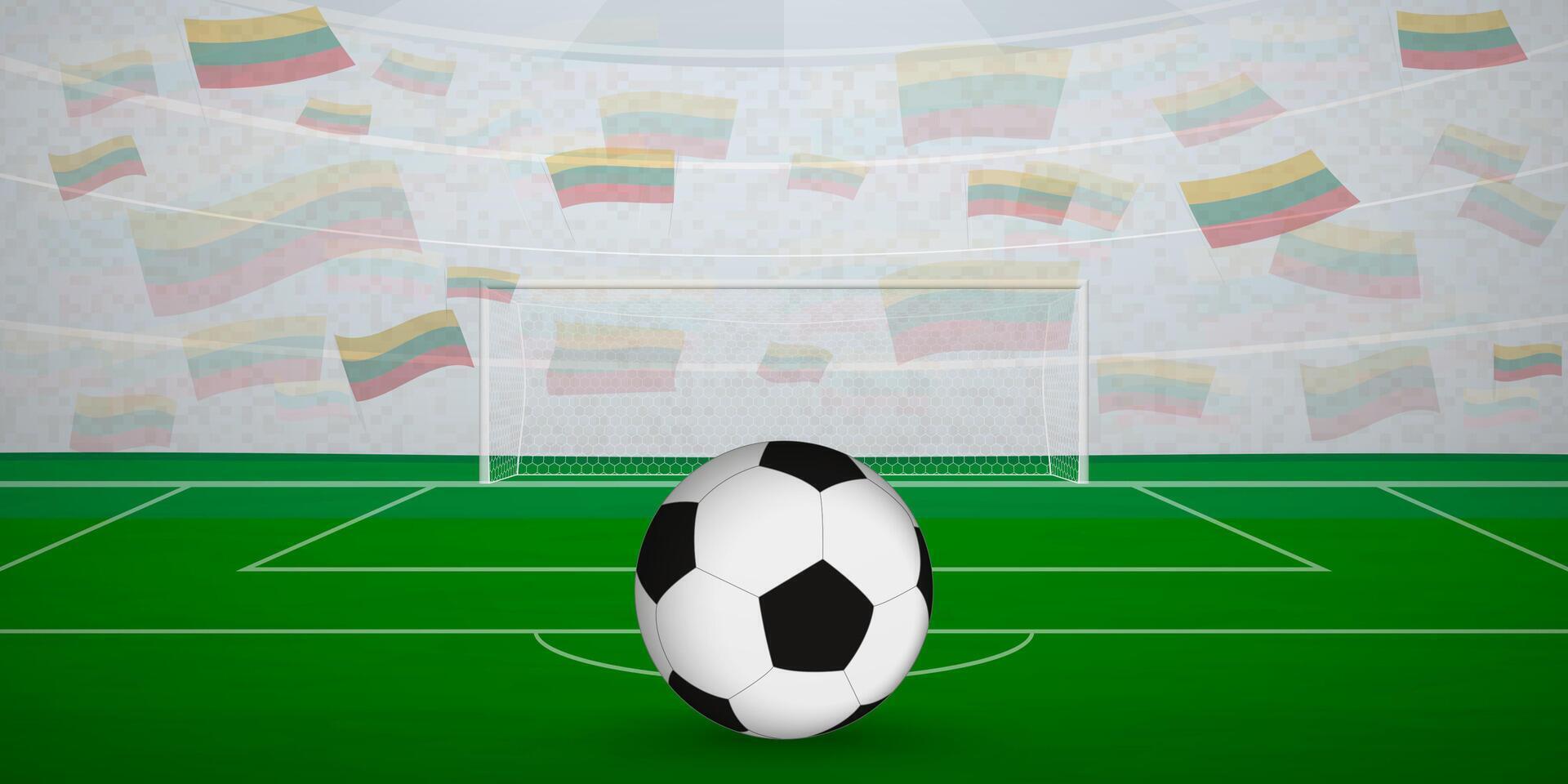 Lithuanian Football Arena Full of Fans with National Flags, Sports Event Illustration. vector
