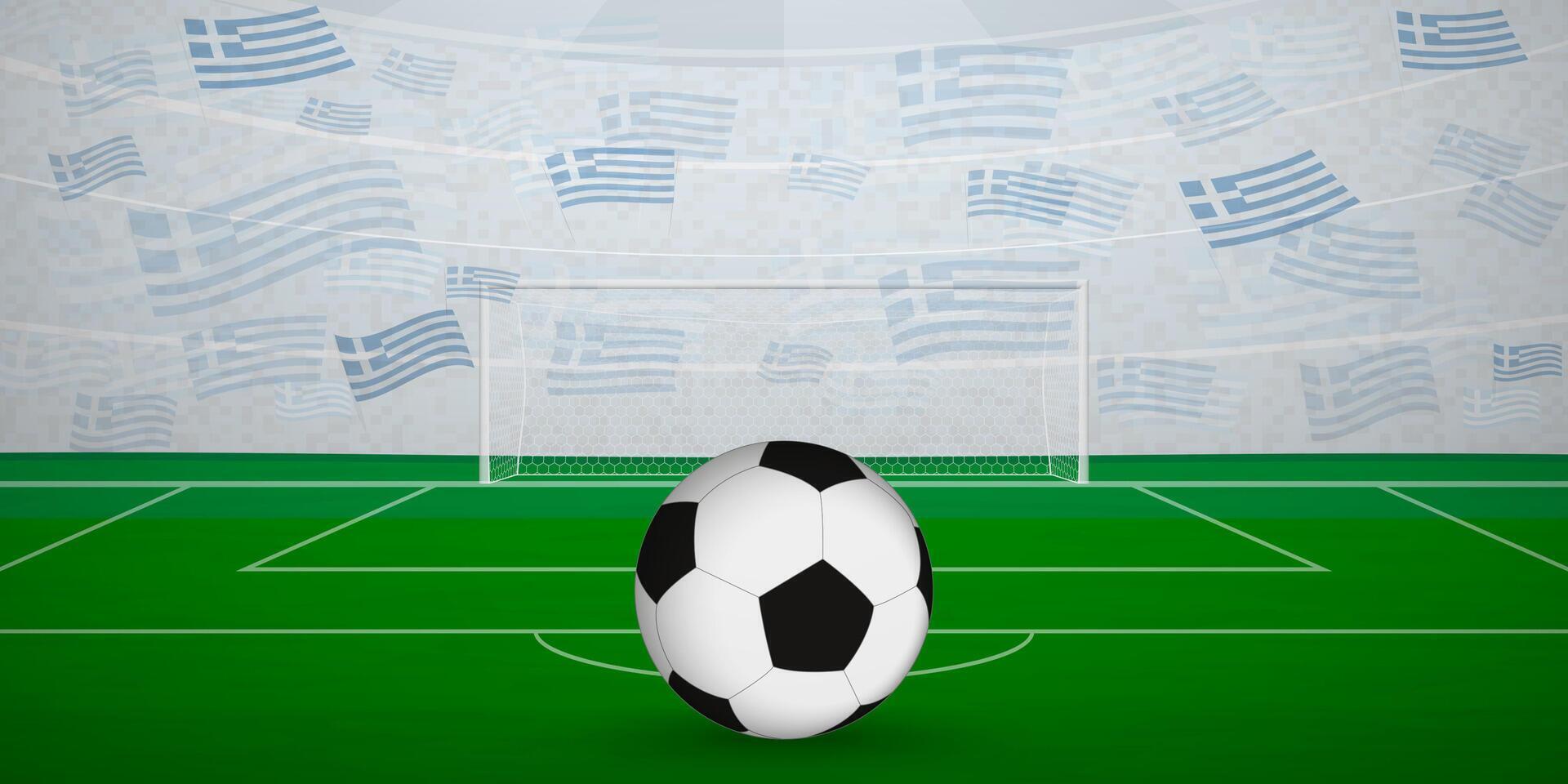 Greek Football Arena Full of Fans with National Flags, Sports Event Illustration. vector