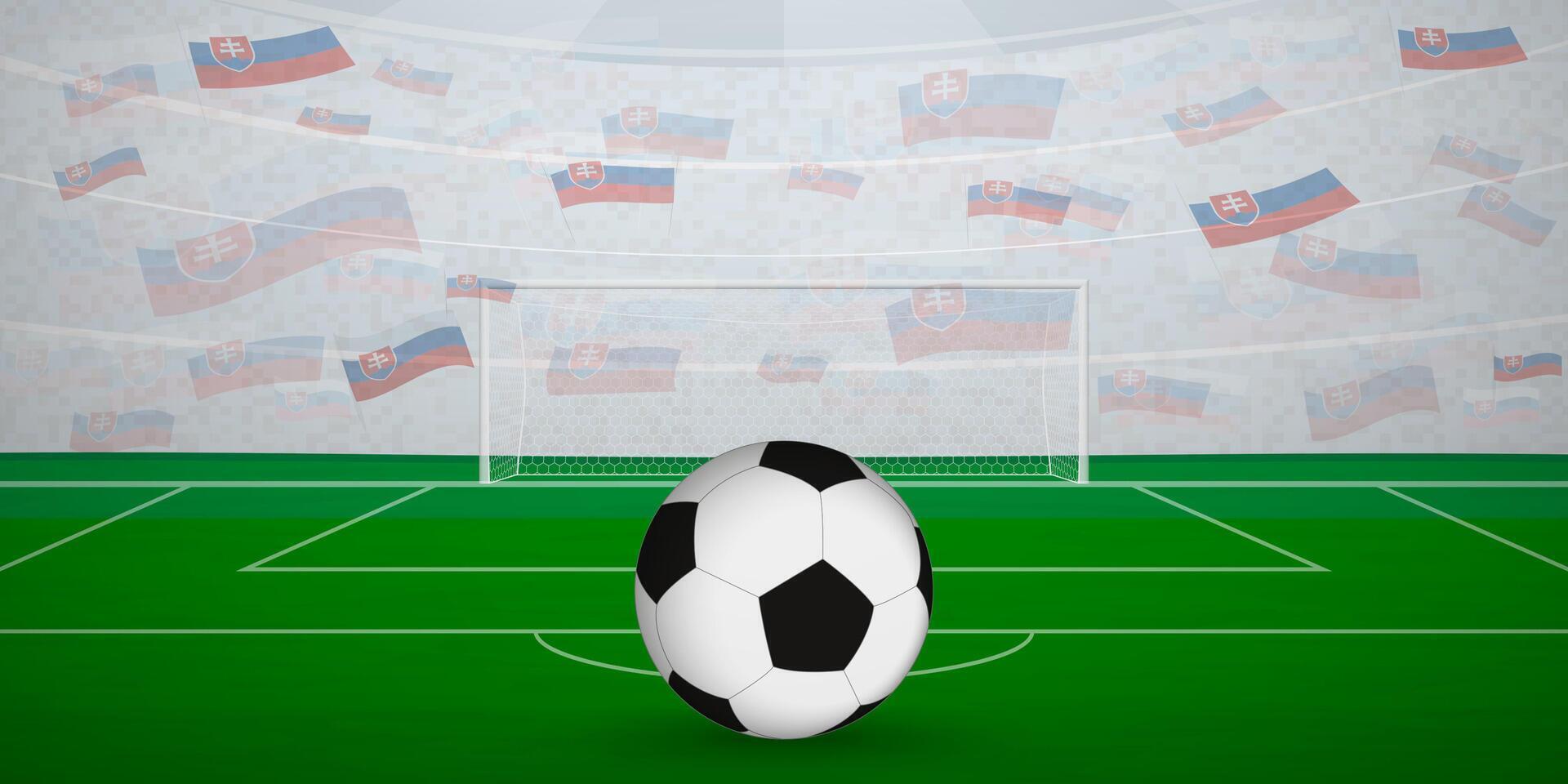 Slovak Football Arena Full of Fans with National Flags, Sports Event Illustration. vector